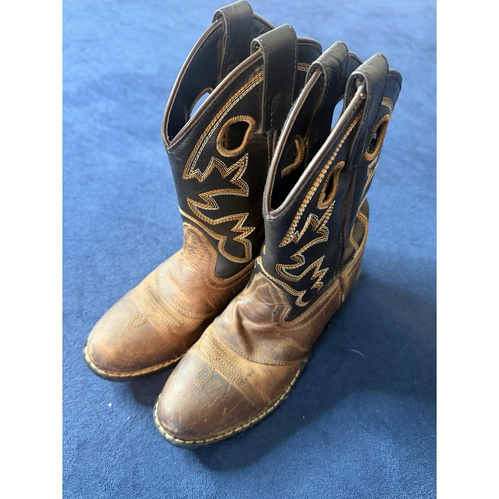Cody James Kids Leather Cowboy Boots Brown Round Toe Western Size 1D